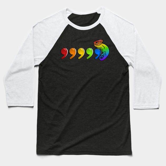 Comma Chameleon - rainbow Baseball T-Shirt by Bowl of Surreal